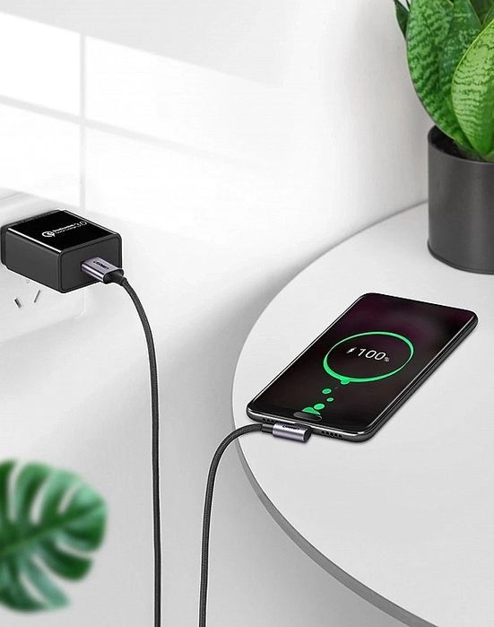 Ugreen kątowy kabel przewód Usb - Usb Typ C 2m 3a szary (50942)