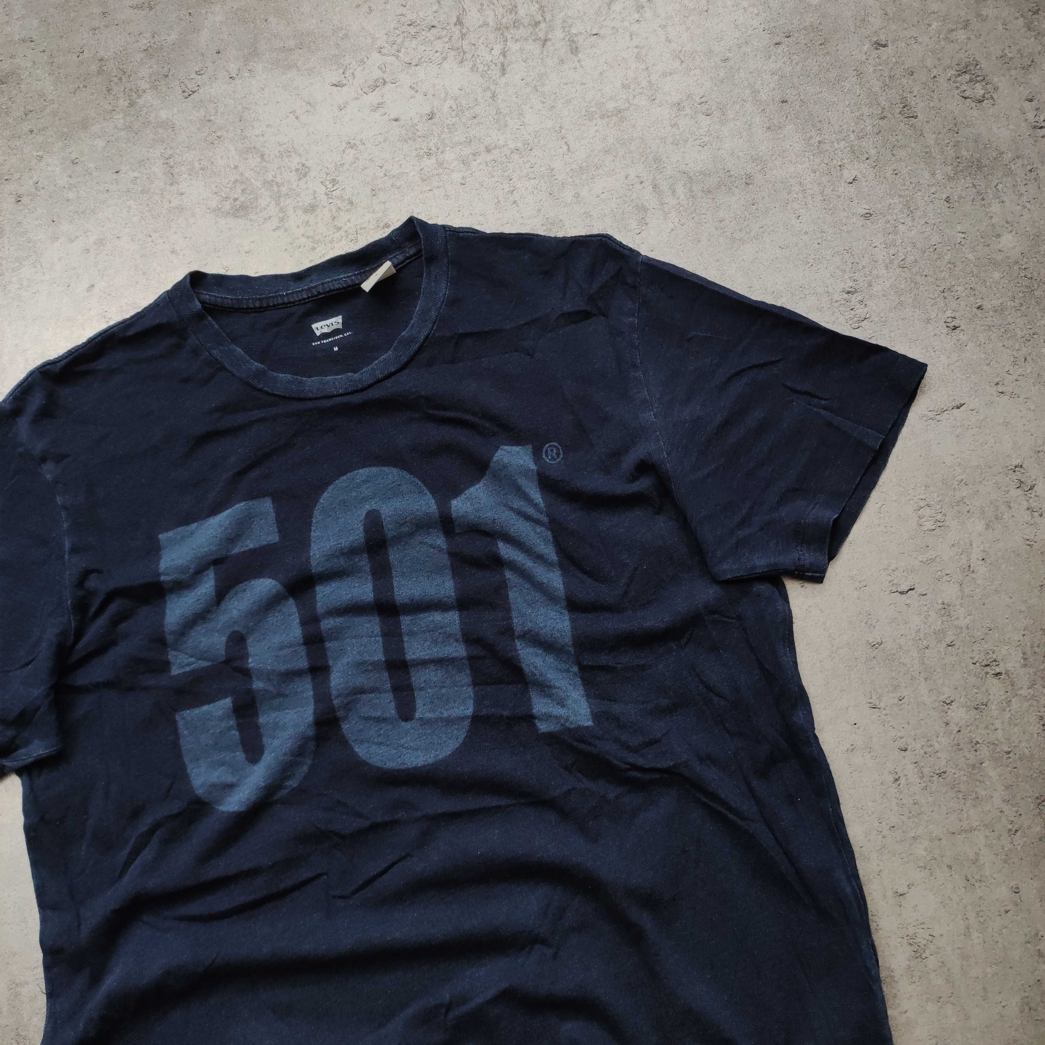 MĘSKA Koszulka PREMIUM Duże Logo a'la Jeans Levis 501 Granatowa