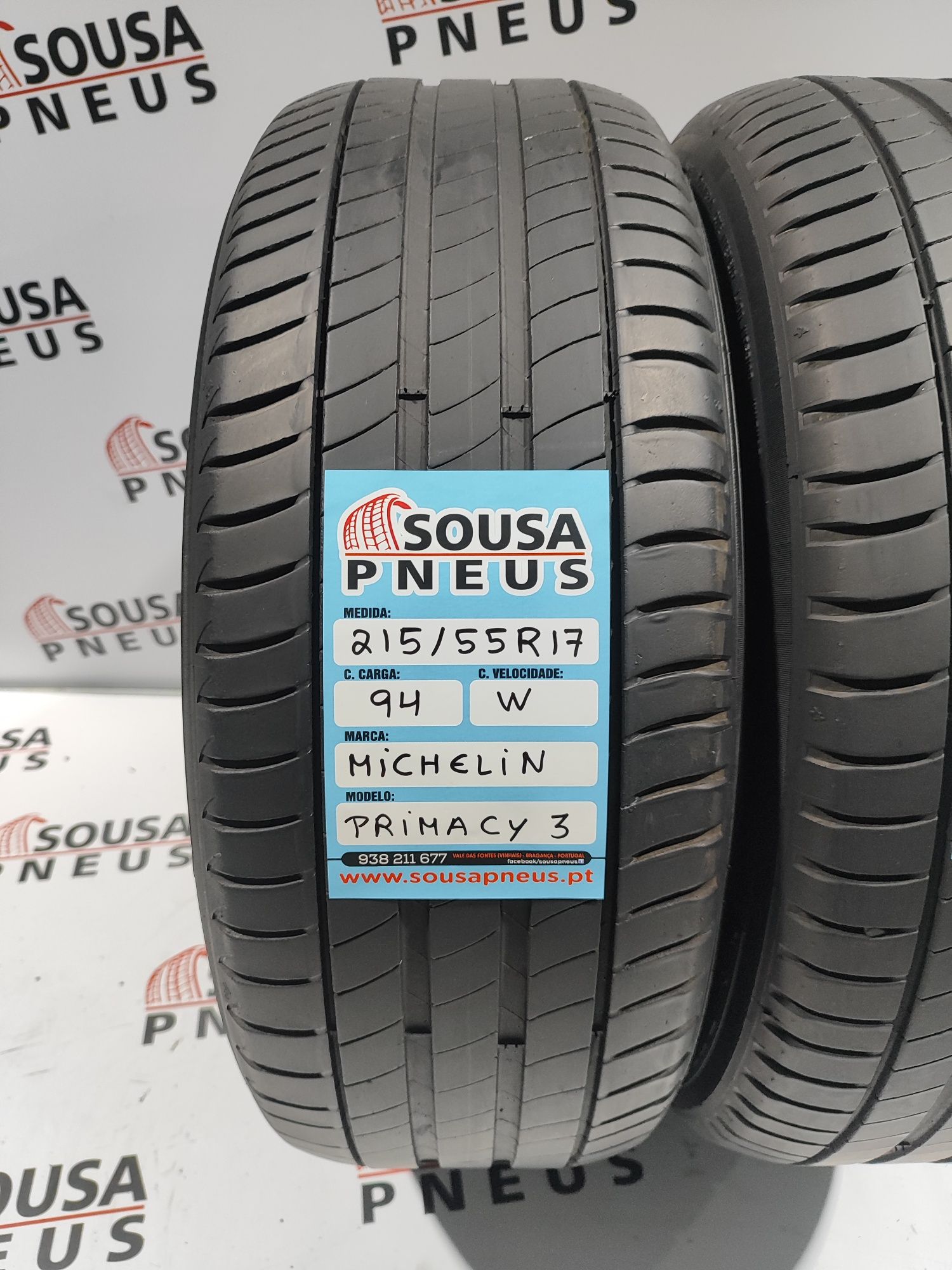 110 Euros 2 pneus semi novos 215-55R17 Michelin - Oferta dos Portes