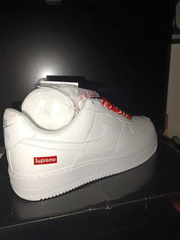 Nowe\Autentyzm*airDamskieNikeForce1Supreme Biały UnisexTrampki 44