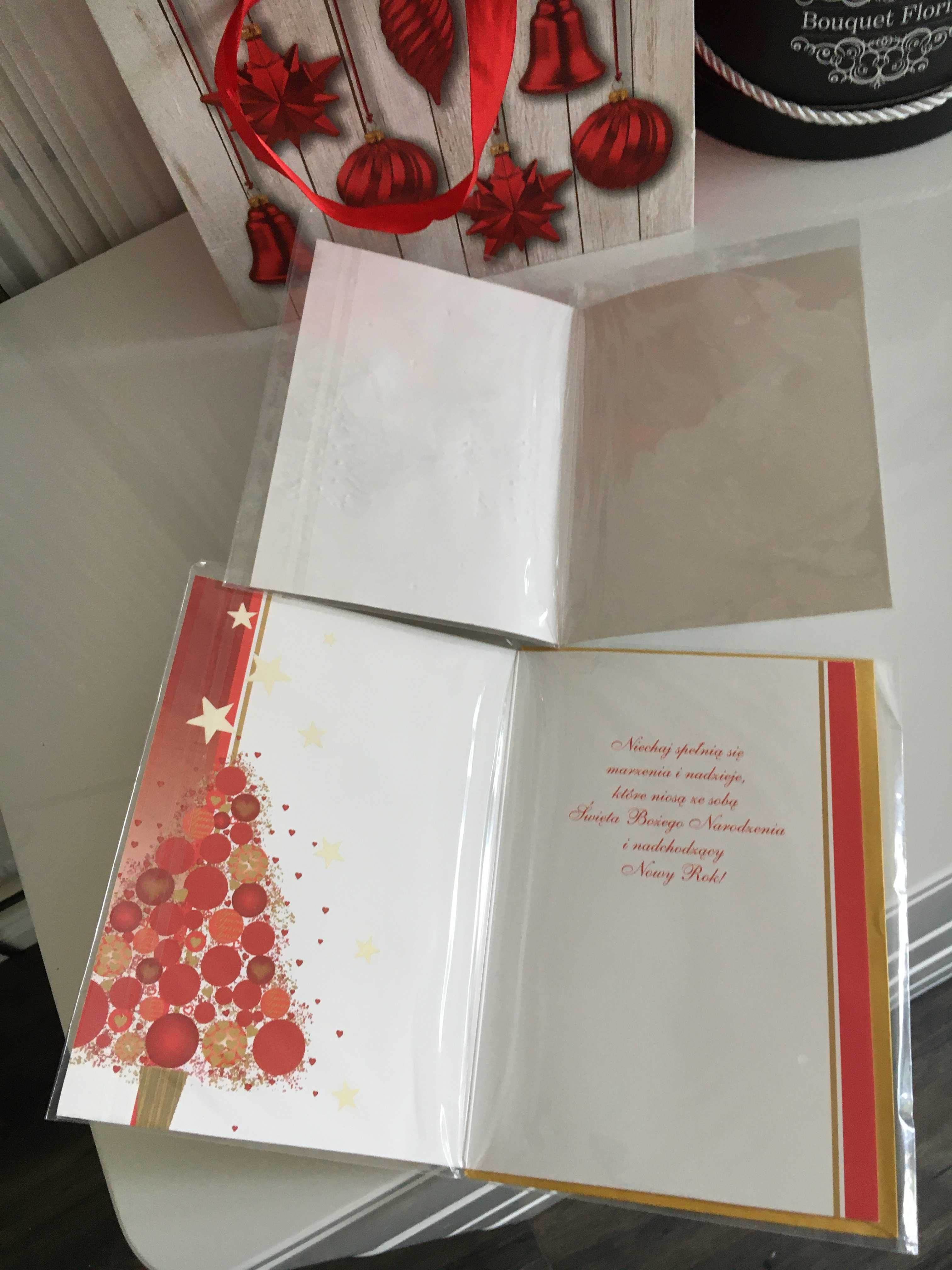 Kartki Świąteczne Boże Narodzenie 2x + torebka prezentowa