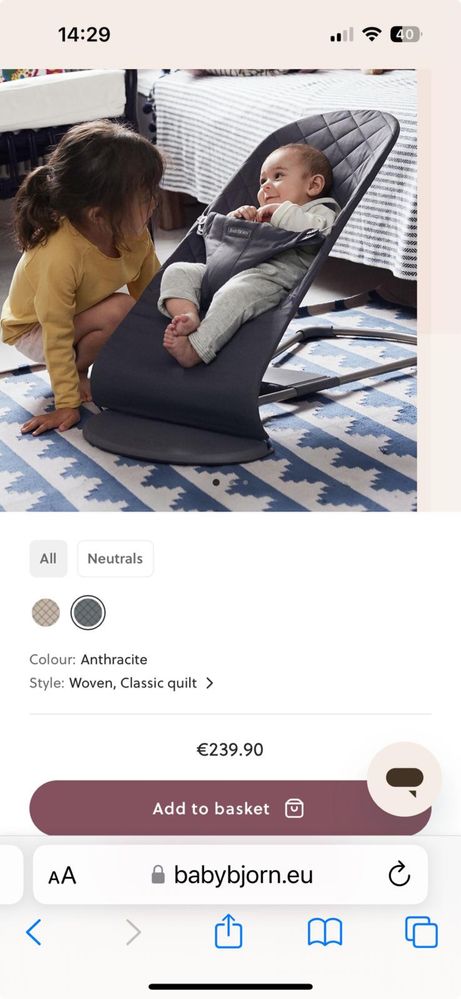 Esperguiçadeira de bébé da BabyBjorn