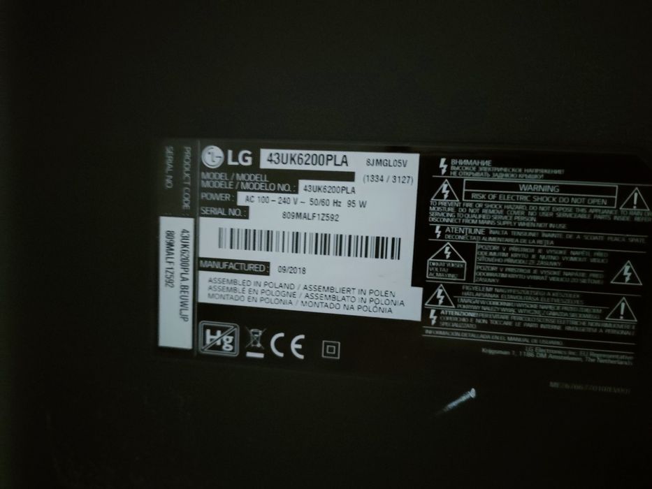 TV LG 43uk6200pla com defeito