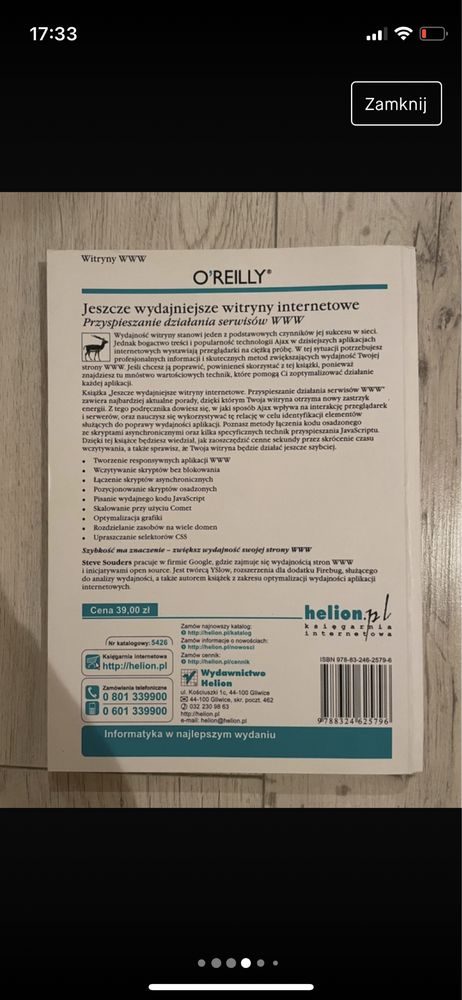 Zestaw książek wydawnictwa O’Reilly i Helion