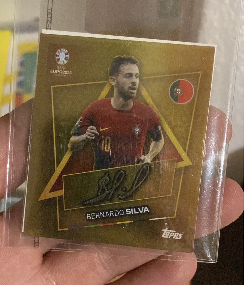 Cromo Euro 2024 Bernardo Silva especial com assinatura Portugal Topps