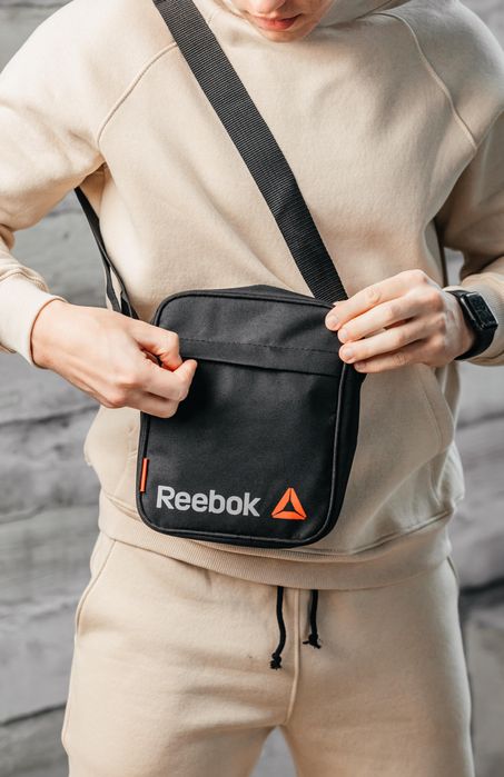 Мужская сумка через плечо Reebok, черная текстильная барсетка рибок