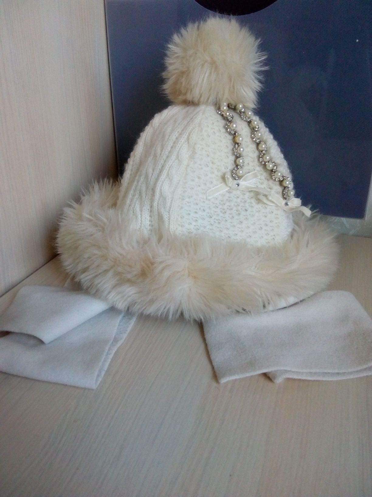 Шапка-шарф зимняя на подкладке флисовая ушанка