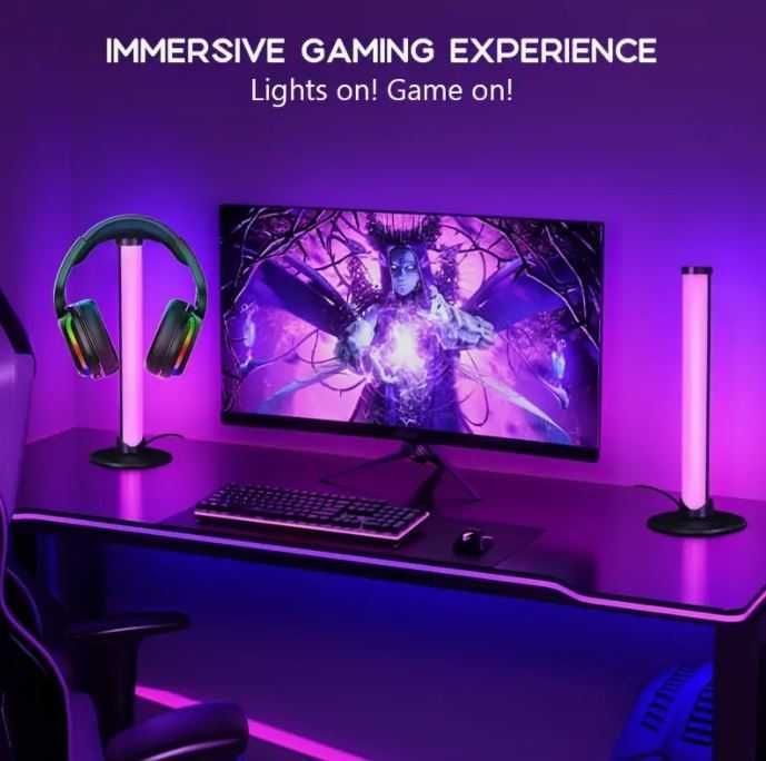 Lampa Biurkowa z RGB LED i Stojakiem na Słuchawki ZADOWOLENIE