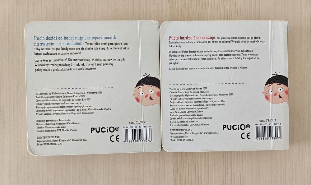 Zestaw 2 książek, książeczek z serii Pucio: Pucio u lekarza i Pucio ch