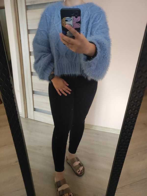 niebieski kudłaty sweter do pasa glamorous curve 52 / 6 xl