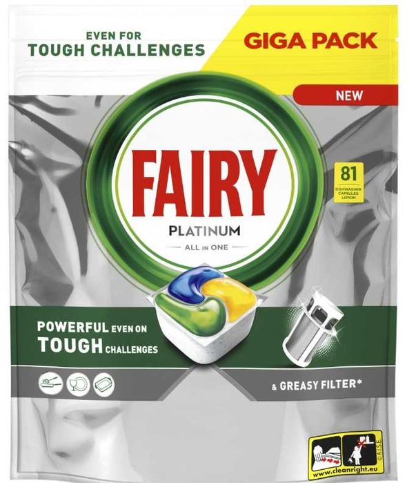 Fairy Platinum All In One Kapsułki do zmywarki Cytryna 81 szt.