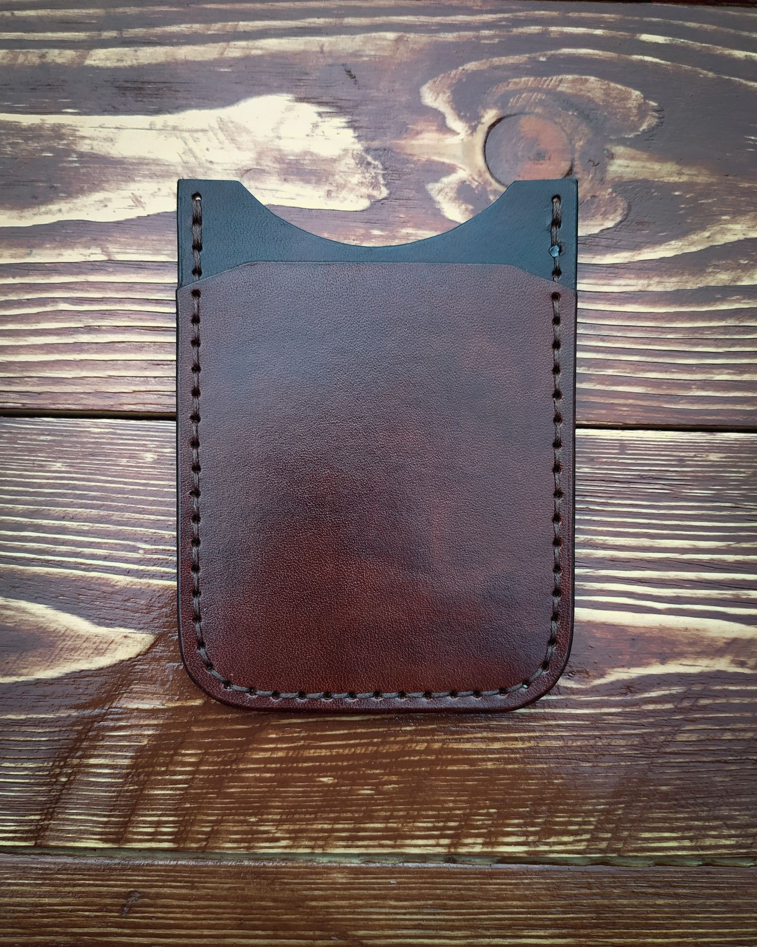 Skórzany portfel ręcznie robiony cardholder portfel na karty handmade