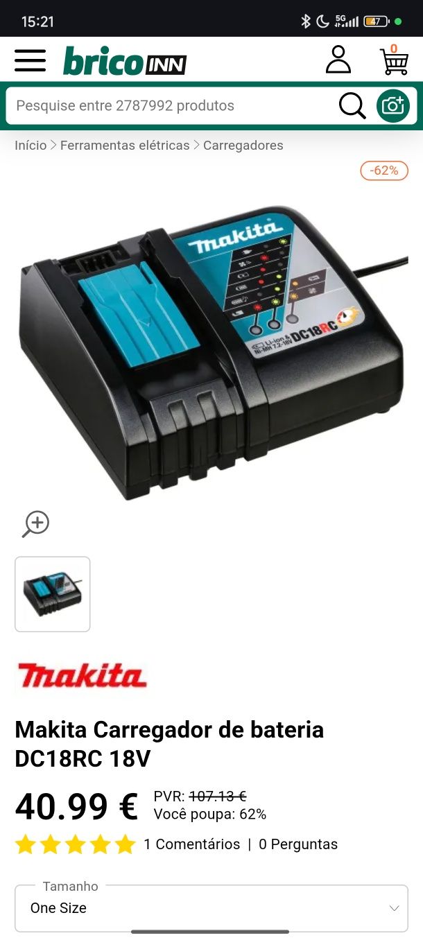 Makita Carregador de bateria DC18RC 18V