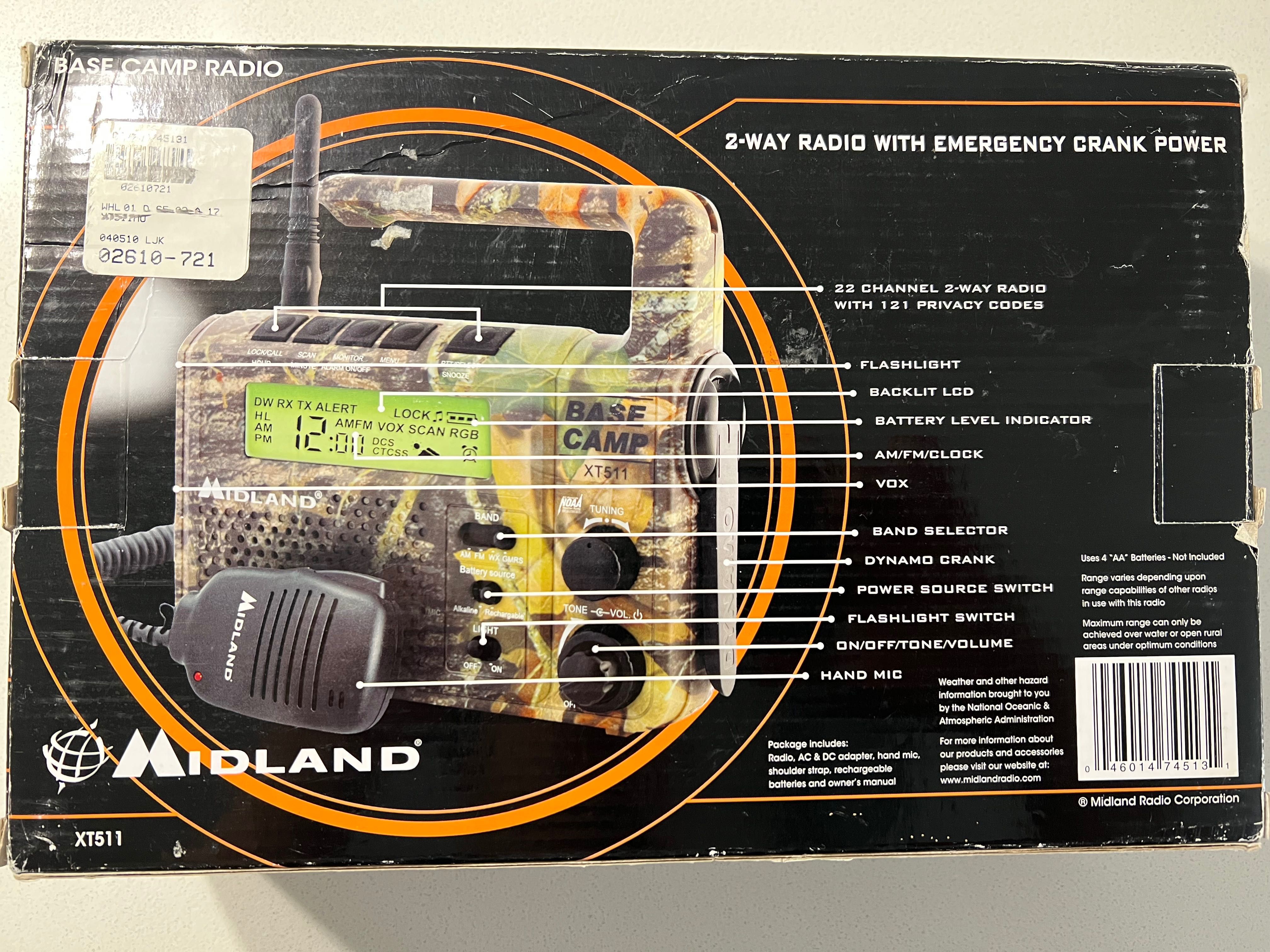 Midland - XT511, 22-канальное аварийное радио для базового лагеря