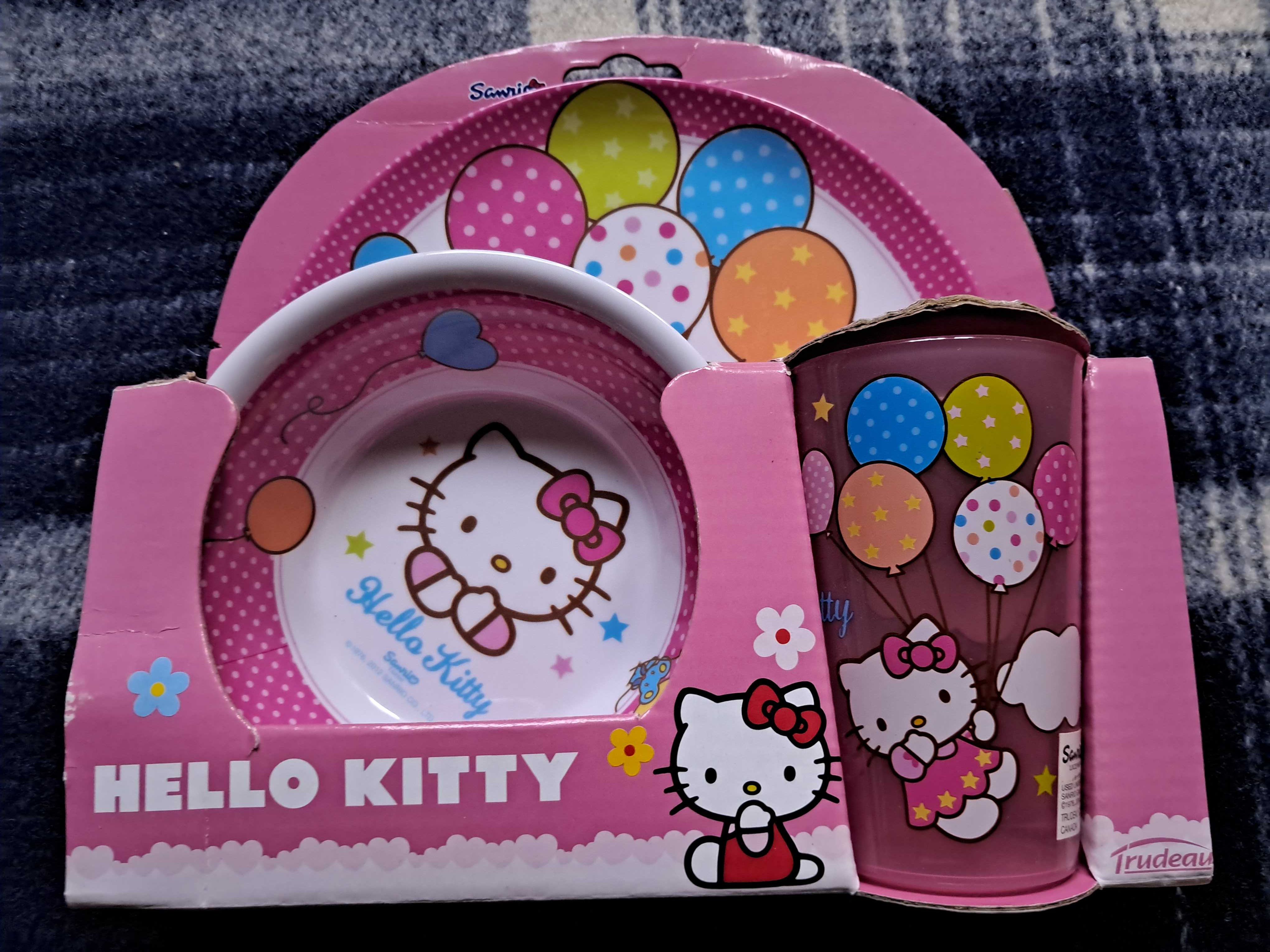 Zestaw talerzyk miseczka szklanka Hello Kitty