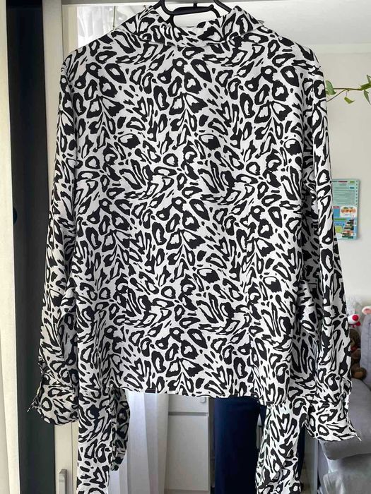 Damska wzorzysta bluzka koszula Jones New York jedwab wiskoza rozm.S-M