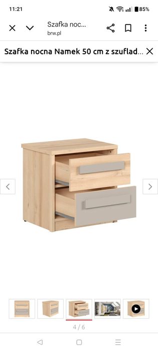 Szafka nocna Namek 50 cm z szufladami buk iconic/szary