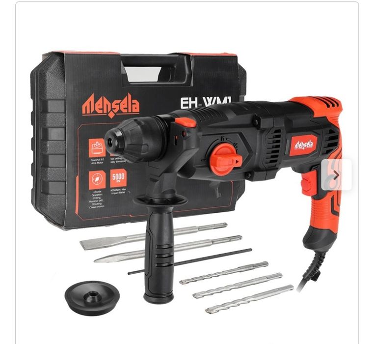 Martelo Perfurador 4 em 1 funções, 1050W, rotativo, com Brocas e caixa