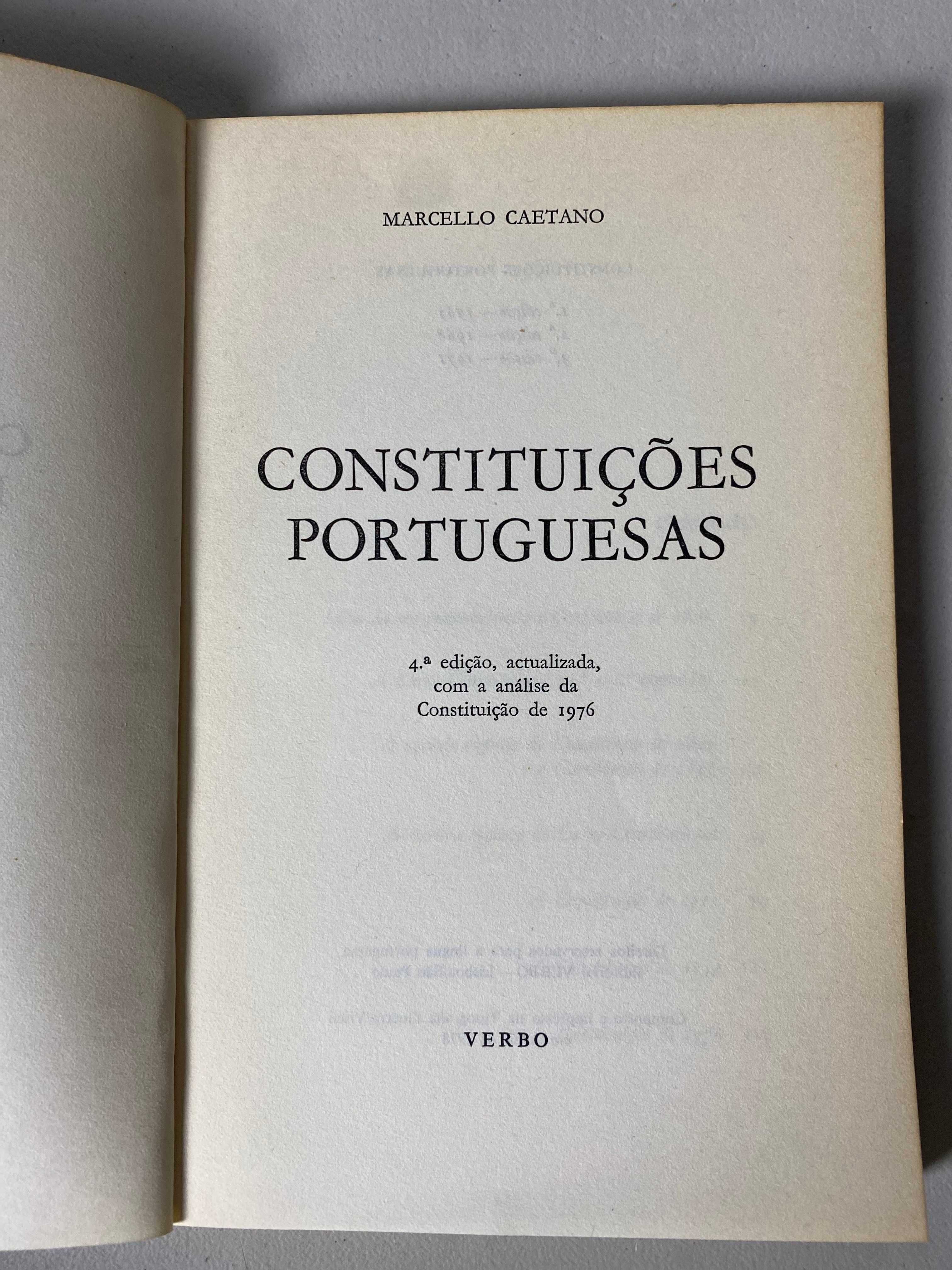 Livro  Ref:PVI - Constituições Portuguesas - Marcello Caetano