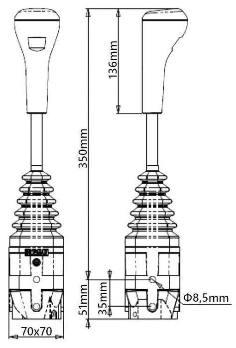 Joystick na Widełki Z 1 PRZYCISKIEM + Linki 2m TUR [8384]