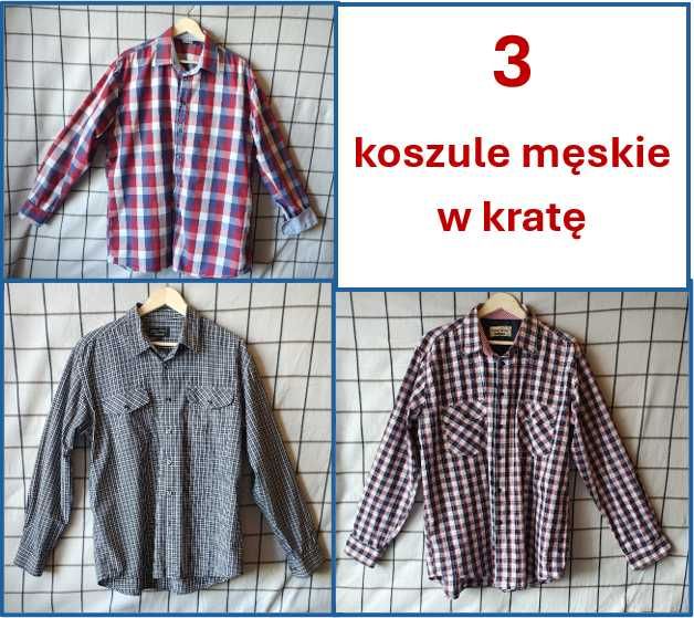 Koszula męska w kratę - 3 sztuki