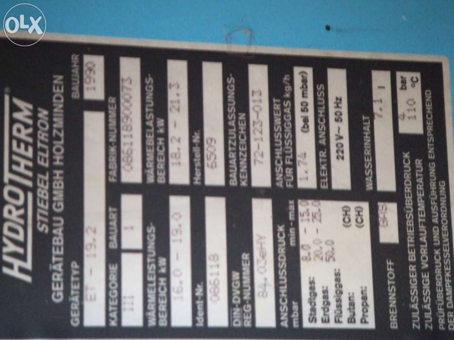 Vendo Caldeira Hydrotherm para aquecimento central
