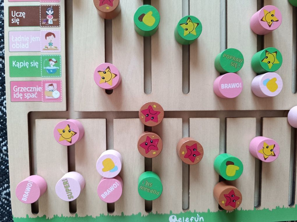 Tablica obowiązków drewniana elefun nowa plus druga gratis montessori
