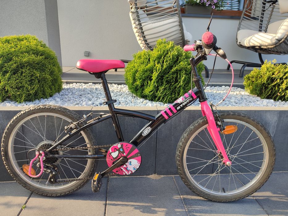 Rower dziewczęcy BTWIN 20 cali róż czarny