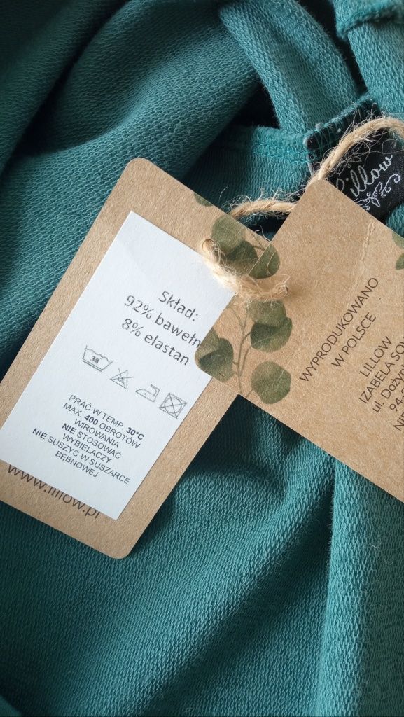 Sukienka polskiej produkcji firmy Lillow eukaliptus bawełna jakość XS