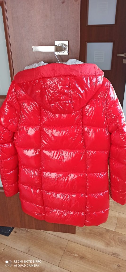 Kurtka puffer połysk zimowa czerwona