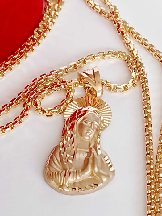 Łańcuszek złoty z medalikiem 14 karat 585