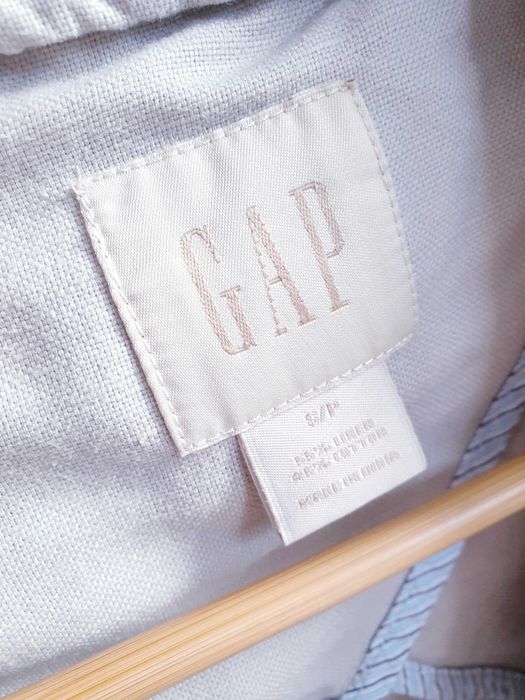 Szara beżowa lniana marynarka GAP męska S len