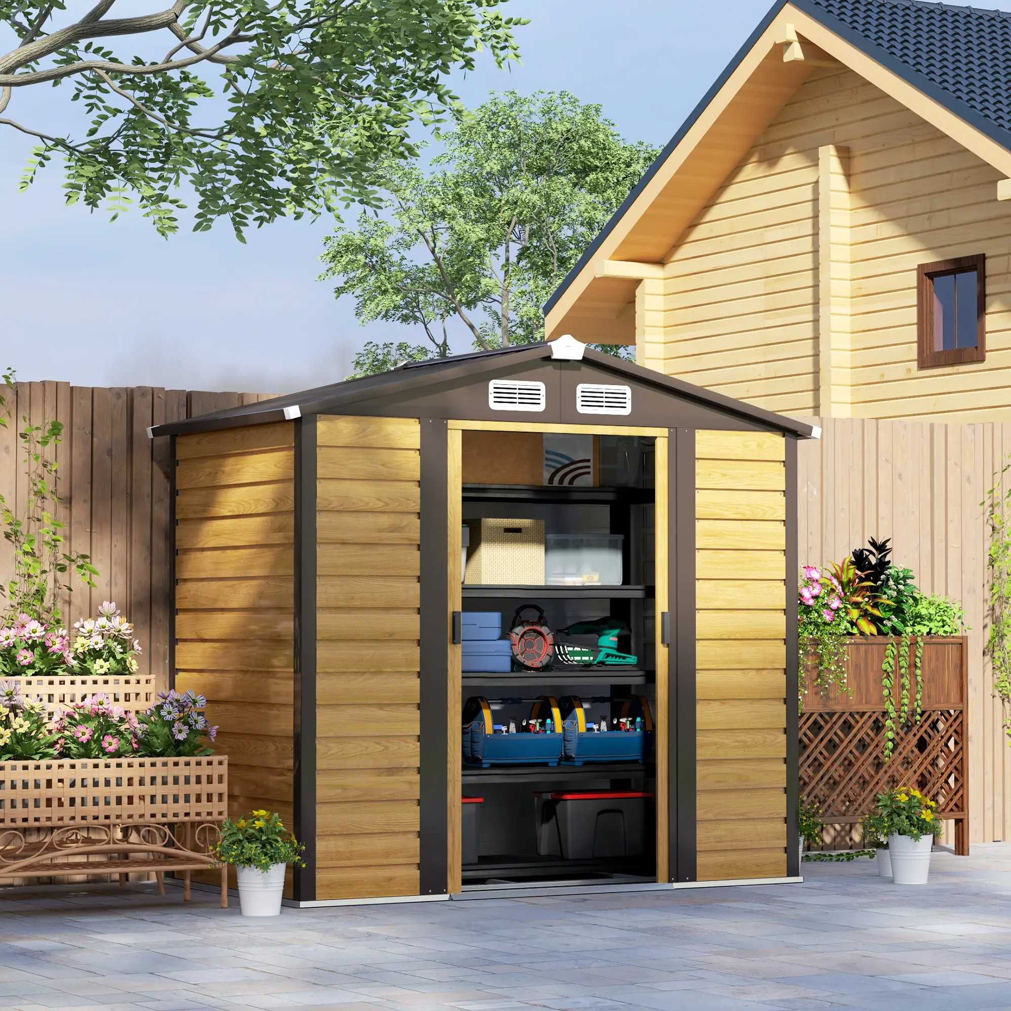 Abrigo de Jardim Exterior 2,36m² 213x120x194 cm