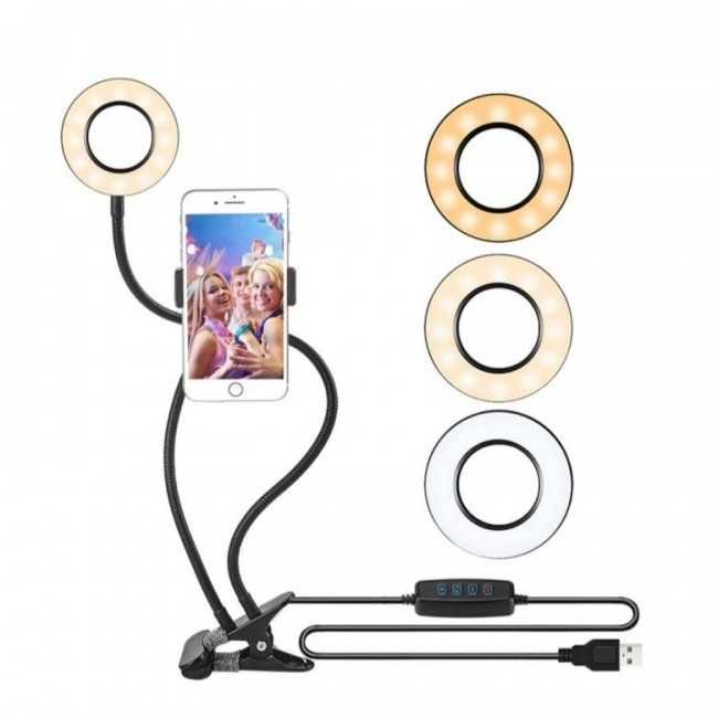 Тримач на прищіпці з підсвічуванням набір для блогера штатив