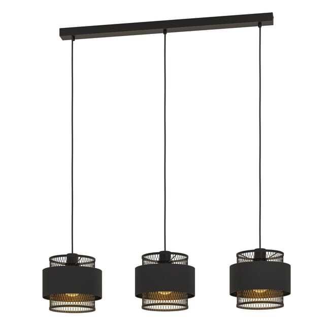 Candeeiro de teto suspenso Ottomane Inspire 3 luzes E27 metal preto