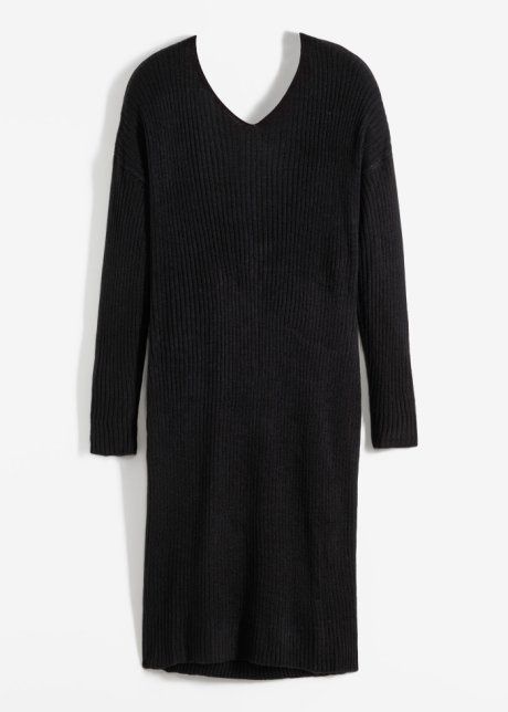 B.P.C sukienka dzianinowa czarna ze splotem dekoracyjnym ^44/46