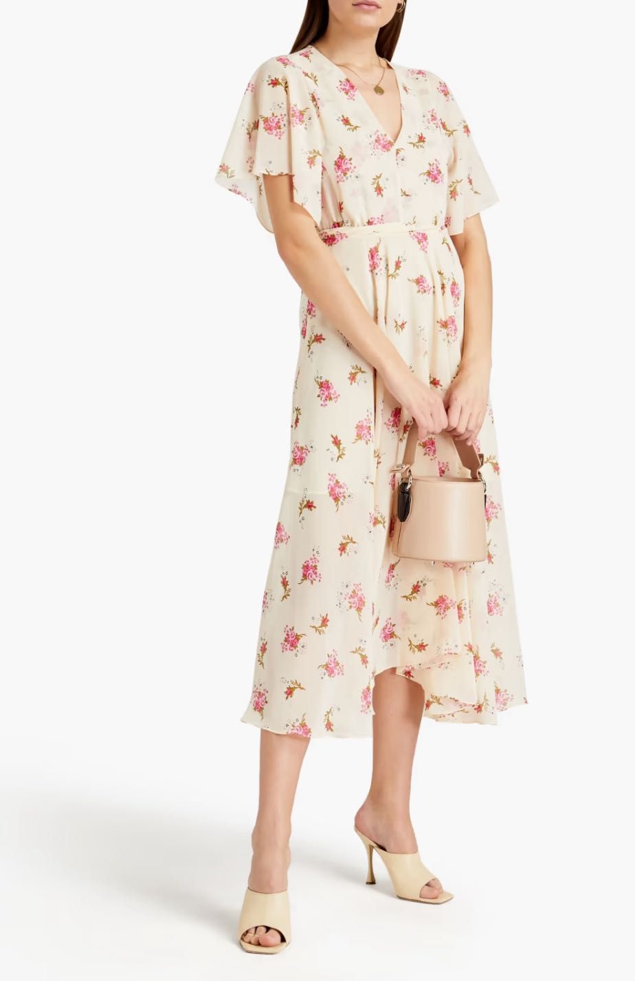 Сукня Maje Asymmetric floral-print georgette midi dress