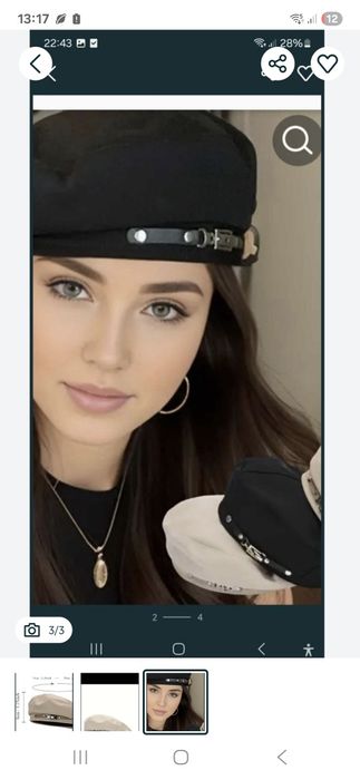 Beret damski czarny lub kremowy