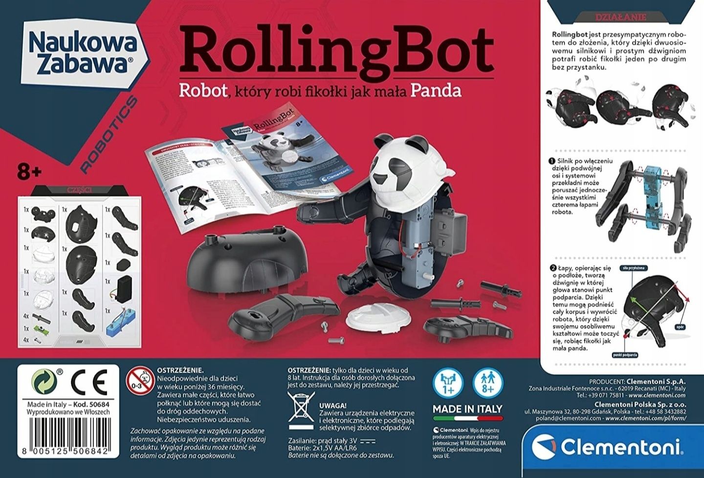 Clementoni Naukowa Zabawa Robot Panda RollingBot 50684