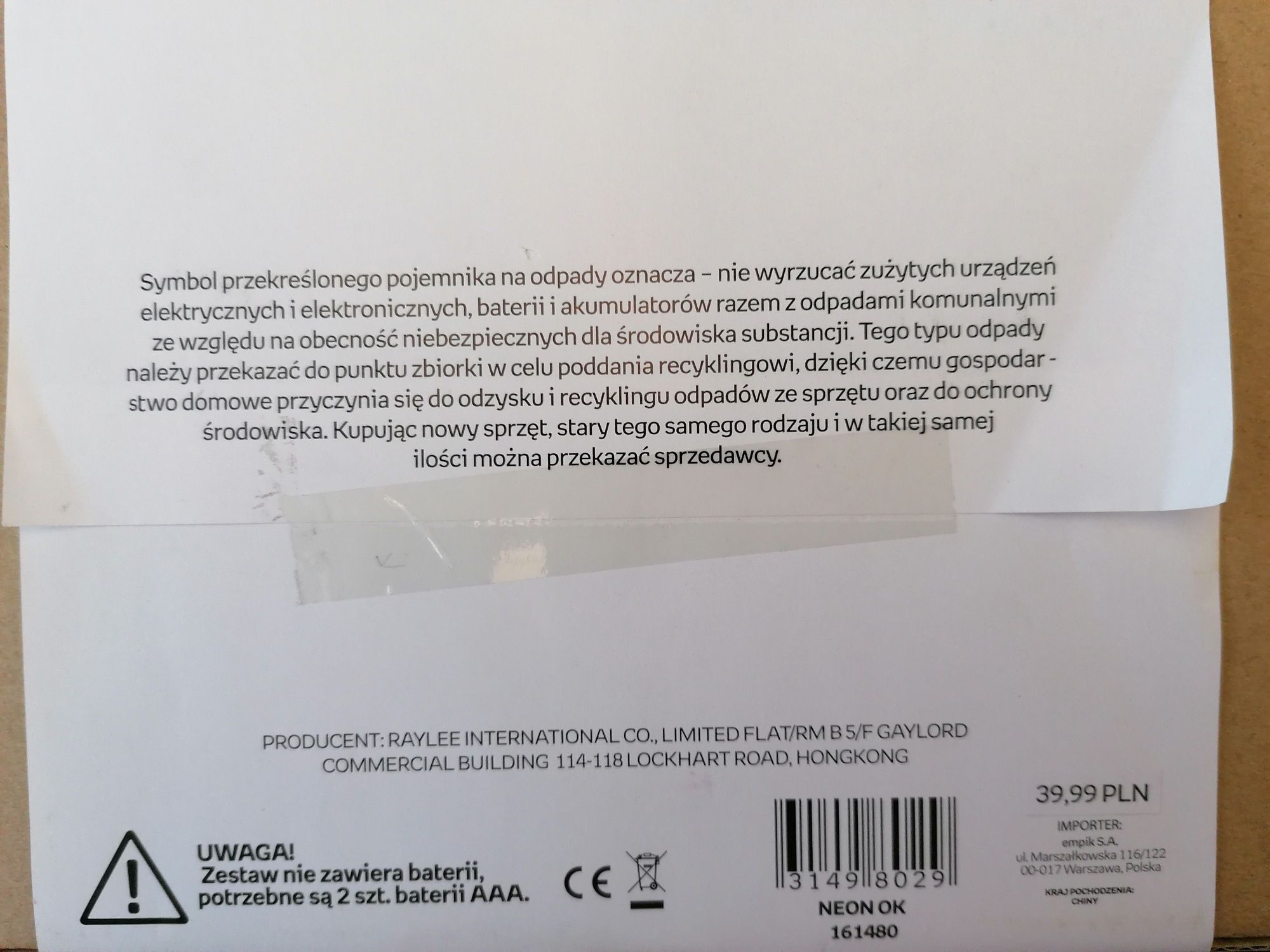 Prezent, neon, napis świetlny "OK" do samodzielnego złożenia, Empik.