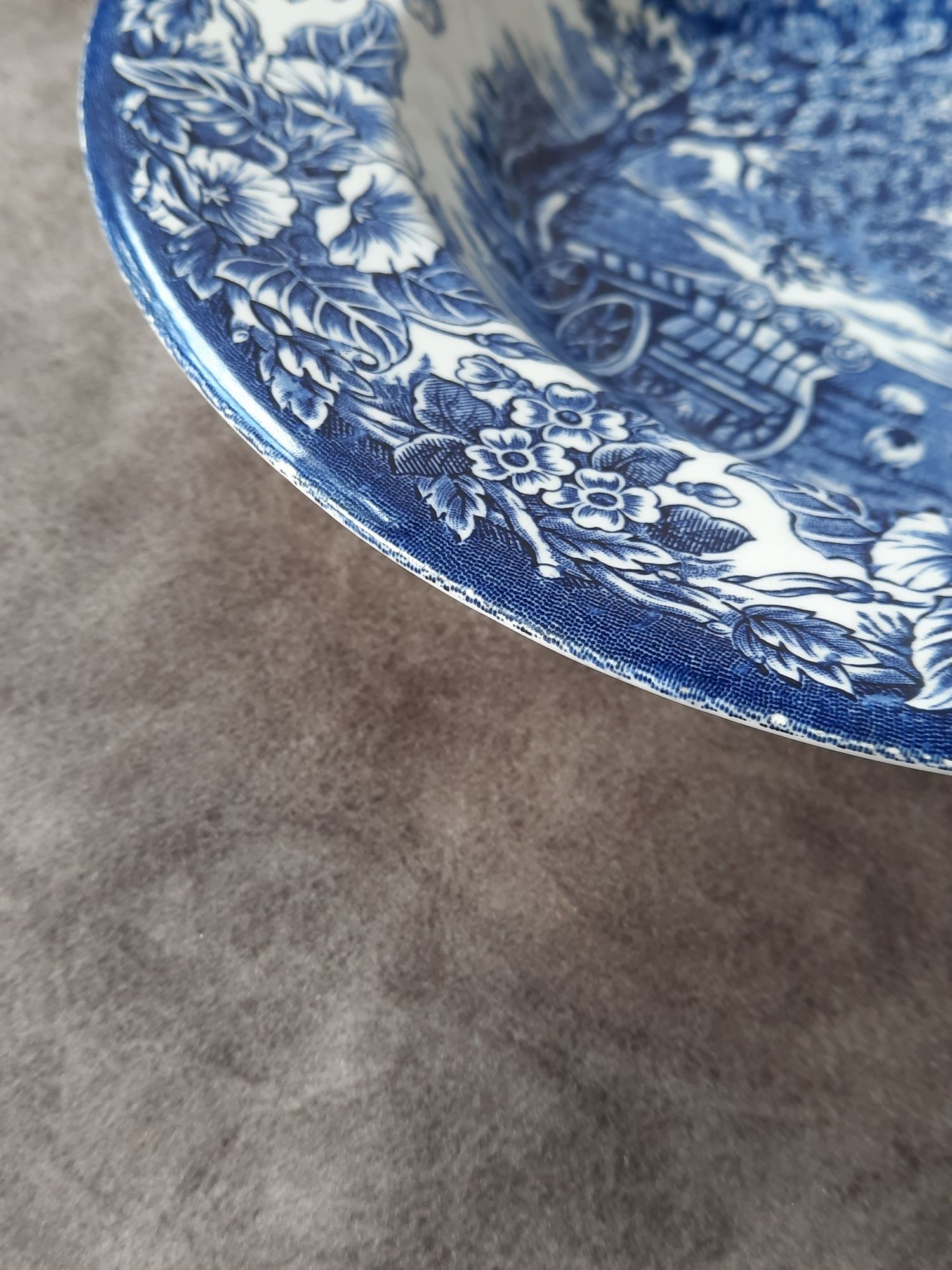 Zestaw talerze głębokie porcelana kobaltowe anglia vintage unikat