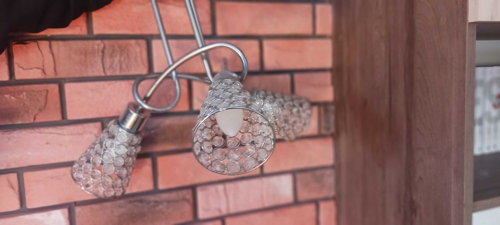 Komplet lamp kryształki , zegar, świeczniki