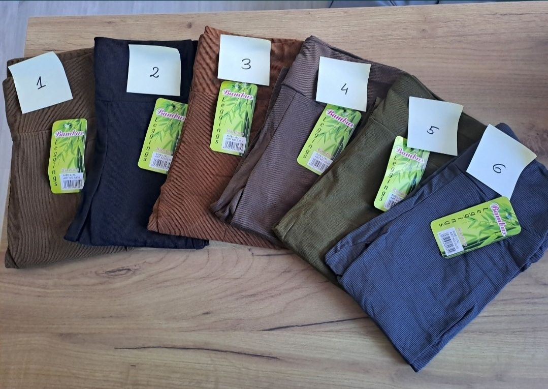 Nowe Leginsy damskie L/XL kolory  prążkowane bambusowe wysoki stan