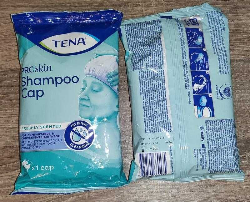 Шапочка tena shampo cap для сухого мытья головы 4 шт. См описание