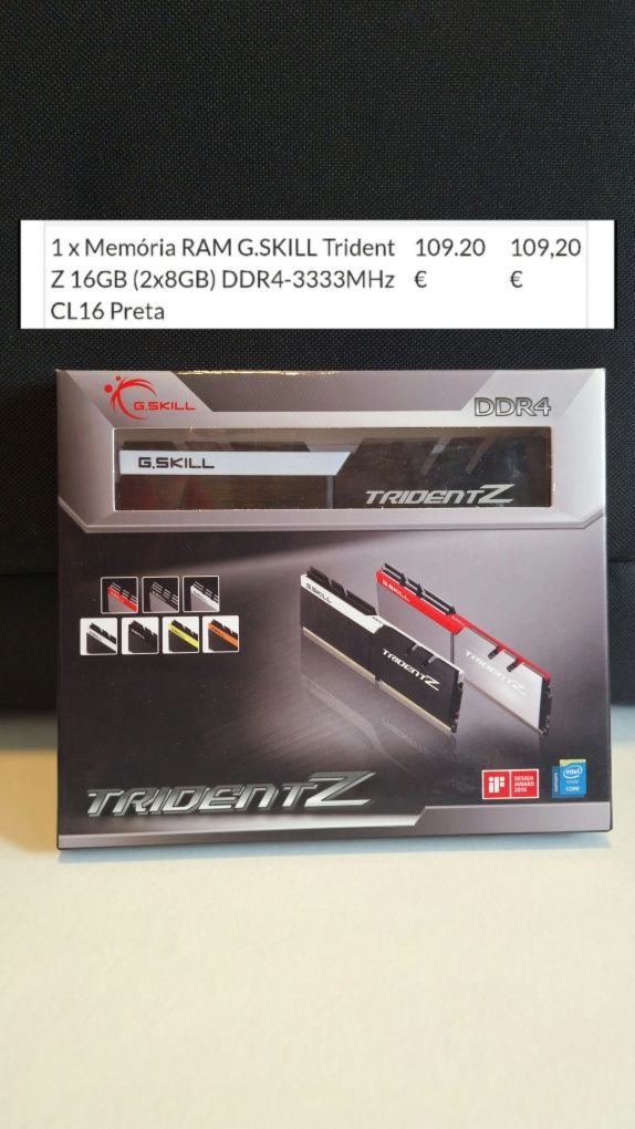 RAM G.SKILL Trident Z 3333mhz