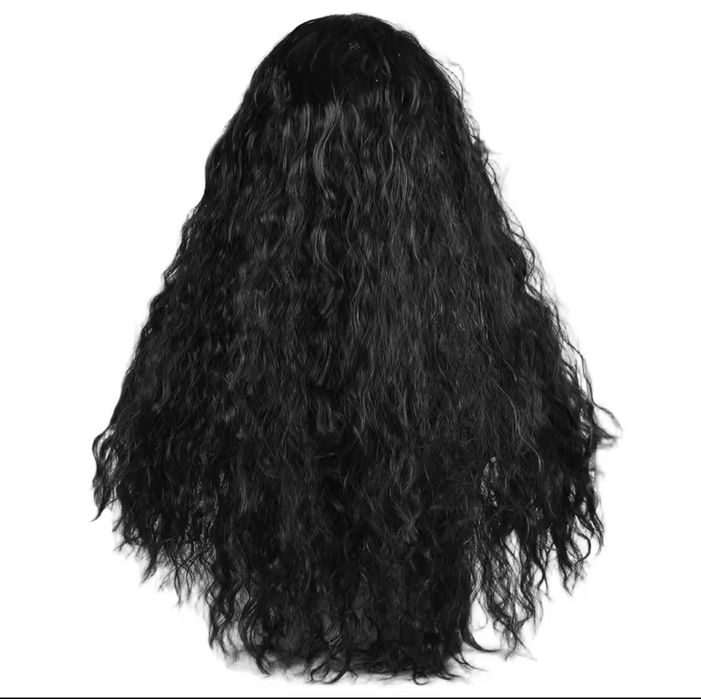 Nowa peruka damska długa kręcona bez grzywki czarna Loki fale