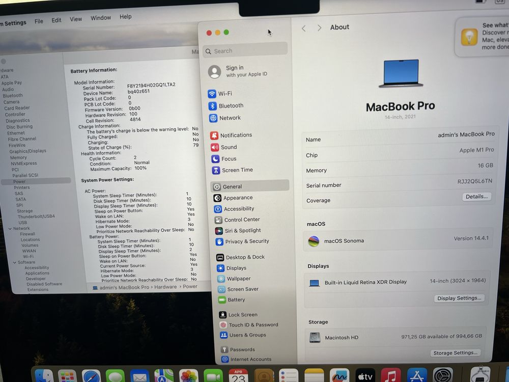 Apple Macbook Pro 14.2 M1pro 16gb 1Tb 2 цикла