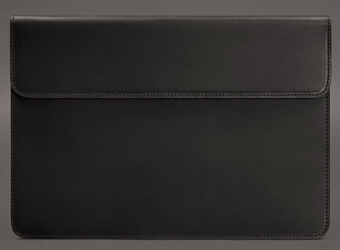 Шкіряний чорний чохол для MacBook 13 з магнітном клапаном