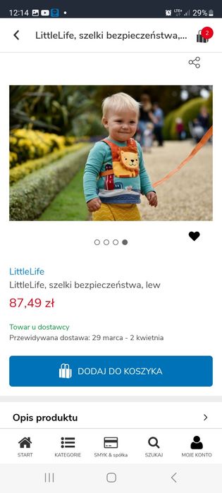 Szelki bezpieczeństwa  Lifflelife -lew-NOWE