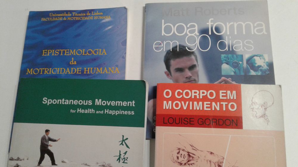 Livros sobre motricidade, boa forma, movimento do corpo, etc